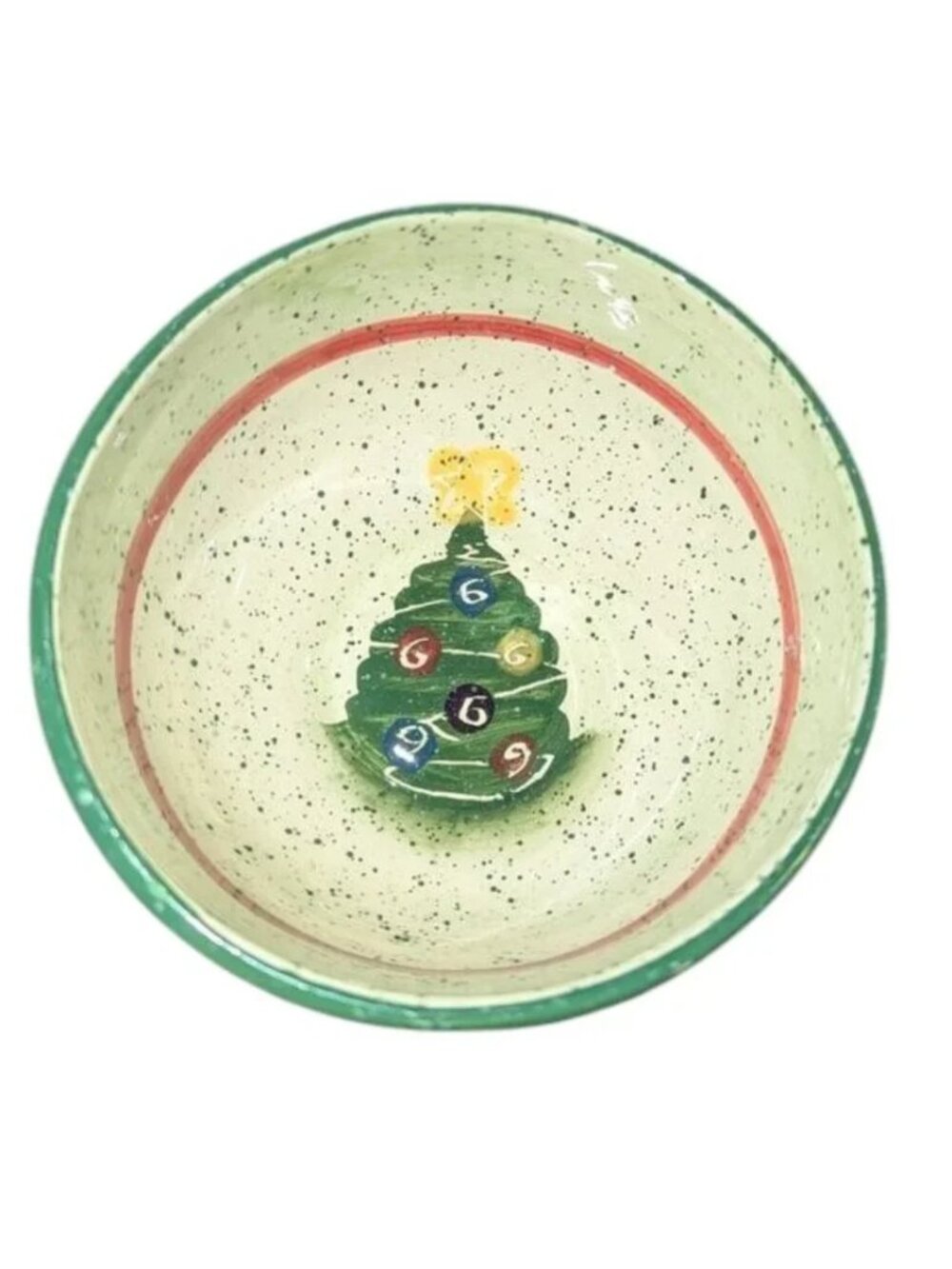 Vintage 1998 Julie Ueland Enesco Speckled Plaid Small Christmas Tree Bowl 4.5"